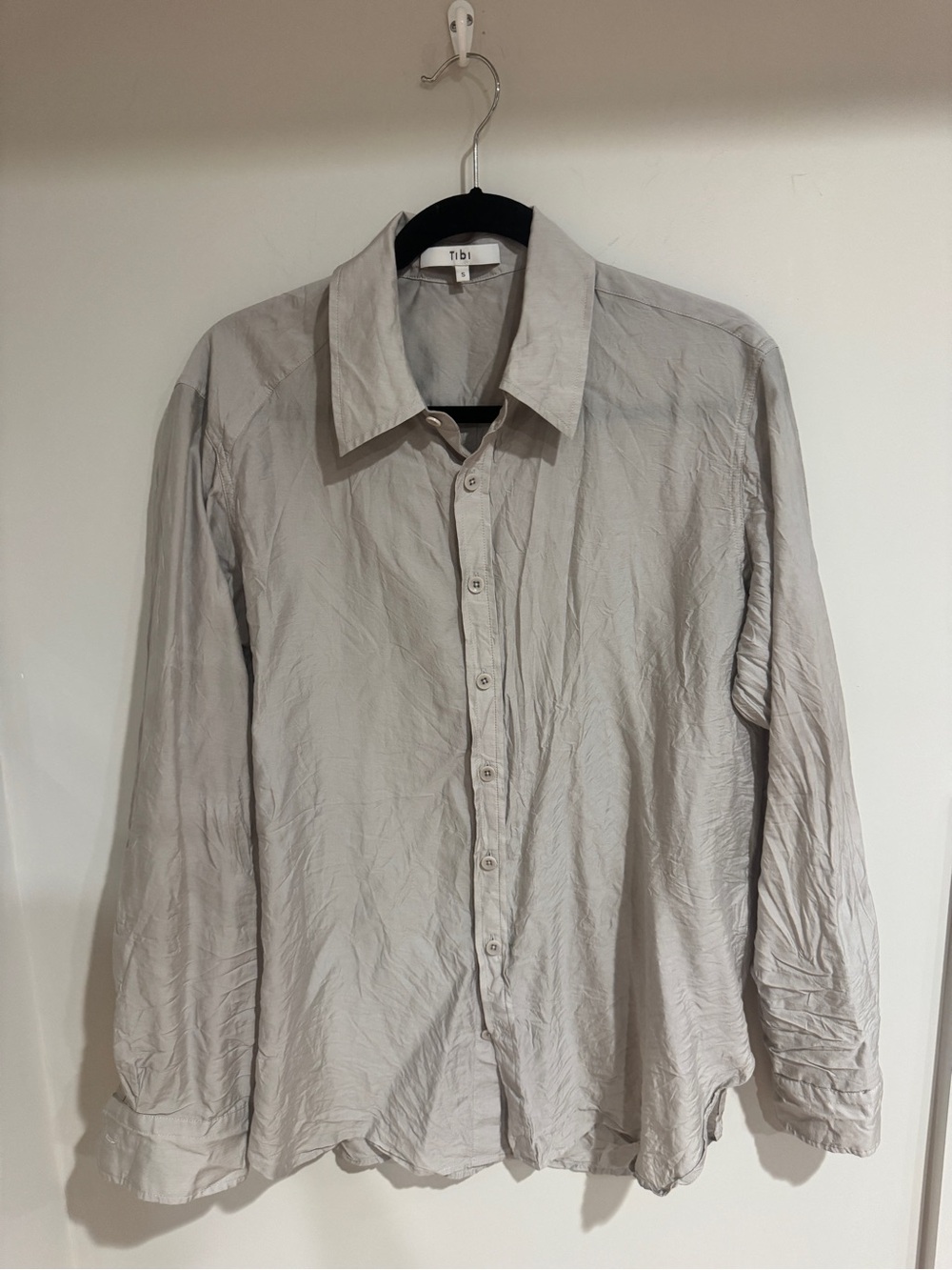Tibi Light Gray Women's Button-Down Shirt